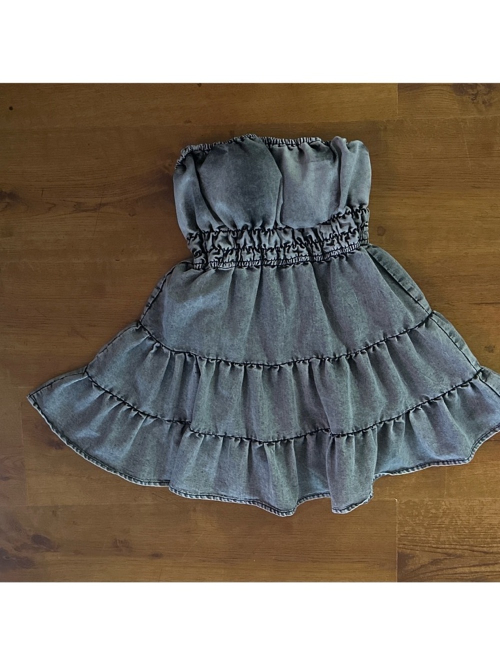 Indulge In Style Black/Gray Acid Wash Strapless Mini Dress